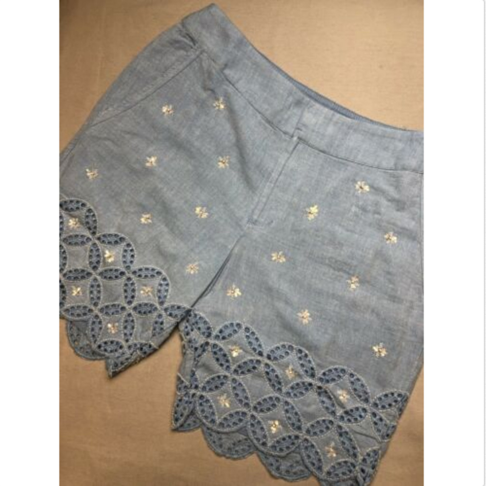 Soft Surroundings Blue Shorts Sequins Beads NEW
